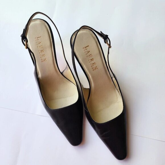 Ralph Lauren Leather Slingback Heels 5.5B - Picture 2 of 3